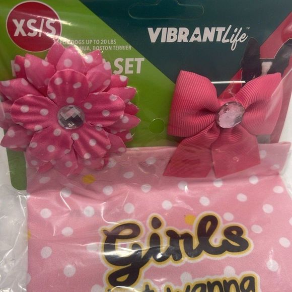 Vibrant Dogs Chihuahua Boston Terrier Bandana Set Pink Color NWT - Picture 10 of 11
